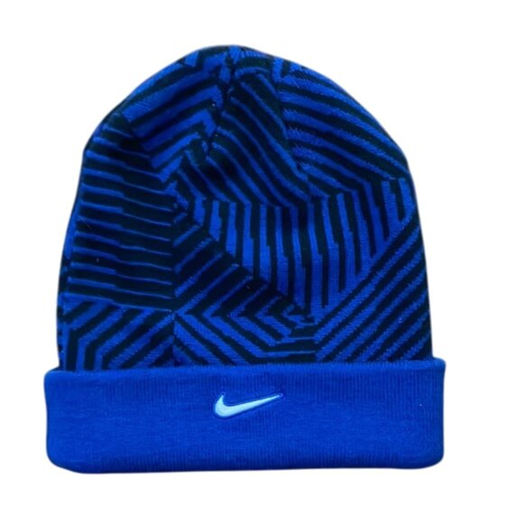 Nike Other - Nike Blue and Black Geometric Knit Hat Beanie Unisex One Size